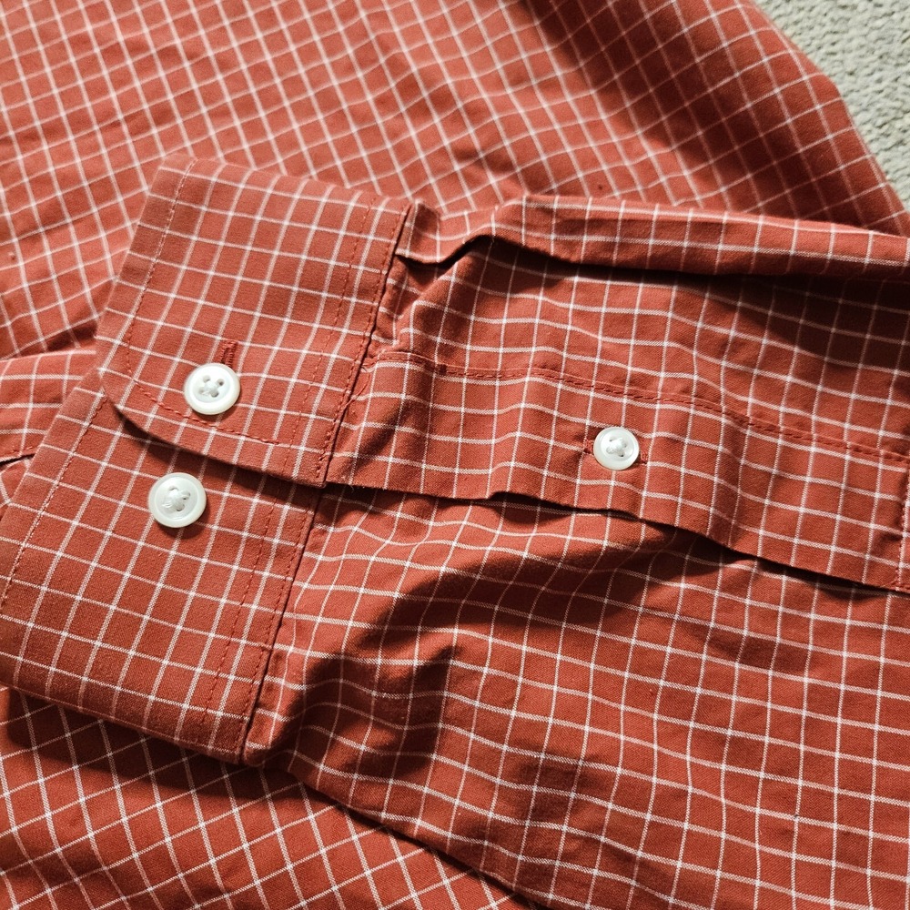 LL Bean Traditional Fit Long Sleeve Button Down Red Check Mens Large - Picture 7 of 11